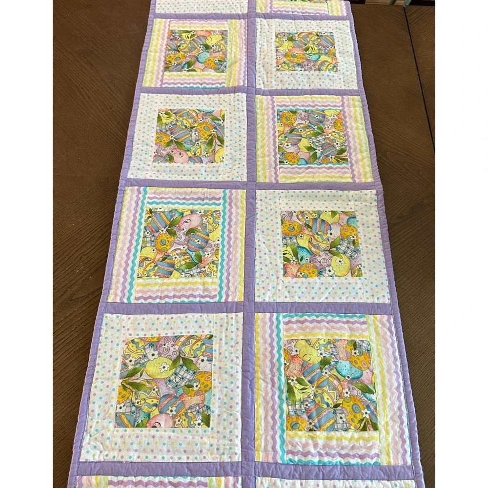 Handmade Quilted Table Runner Easter‎ Eggs Spring Easter Patchwork 18'' x 56''